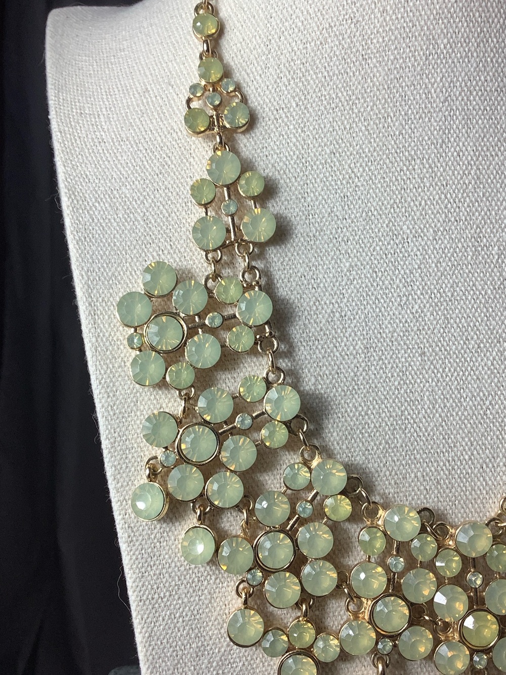Natasha Couture Gold-Tone Mint Cluster Bib Necklace - Women Jewelry - Picture 2 of 4